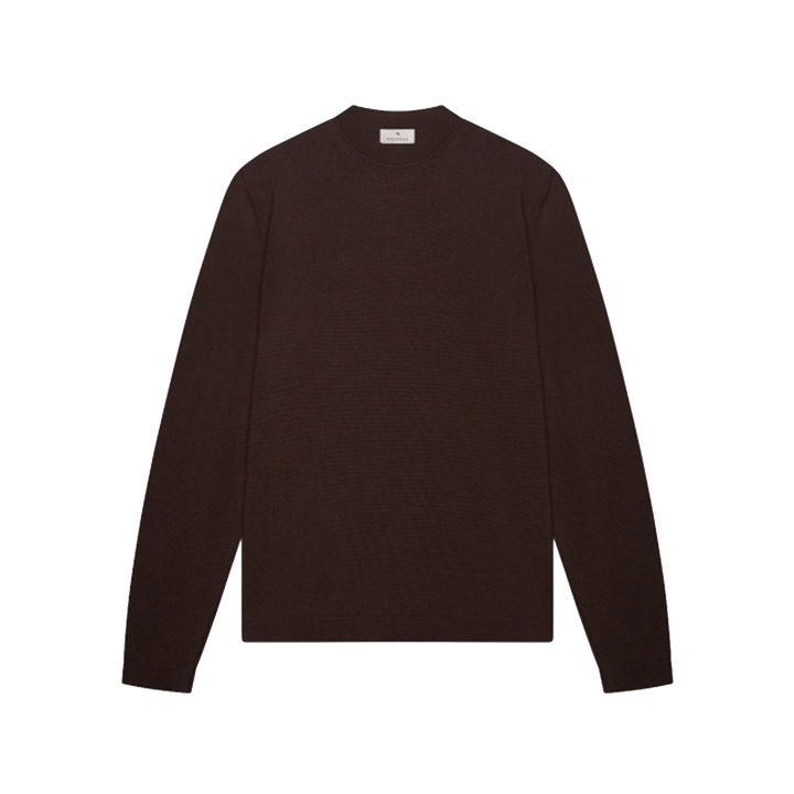 VALENZA - CASHWOOL EXTRAFINE MERINO CREW NECK - DARK BROWN