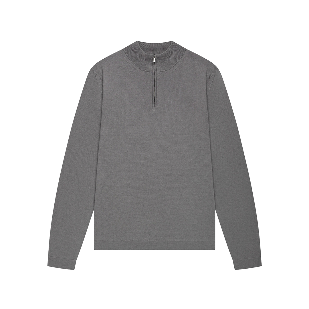 VALENZA - CASHWOOL EXTRAFINE MERINO QUARTER ZIP - DARK GREY