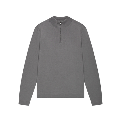VALENZA - CASHWOOL EXTRAFINE MERINO QUARTER ZIP - DARK GREY