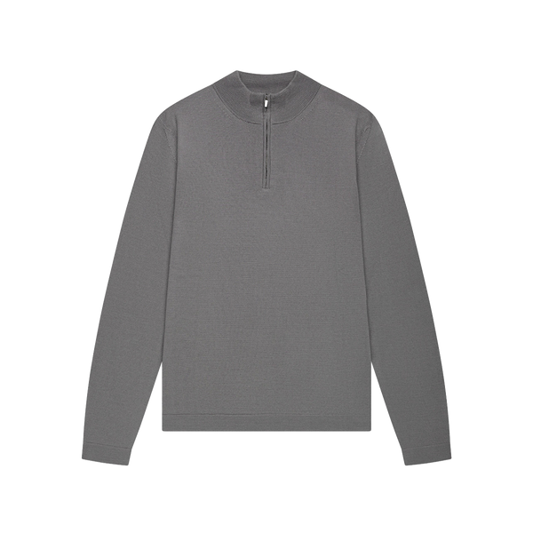 VALENZA - CASHWOOL EXTRAFINE MERINO QUARTER ZIP - DARK GREY