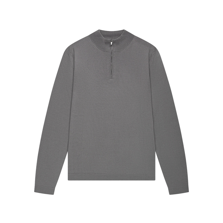 VALENZA - CASHWOOL EXTRAFINE MERINO QUARTER ZIP - DARK GREY