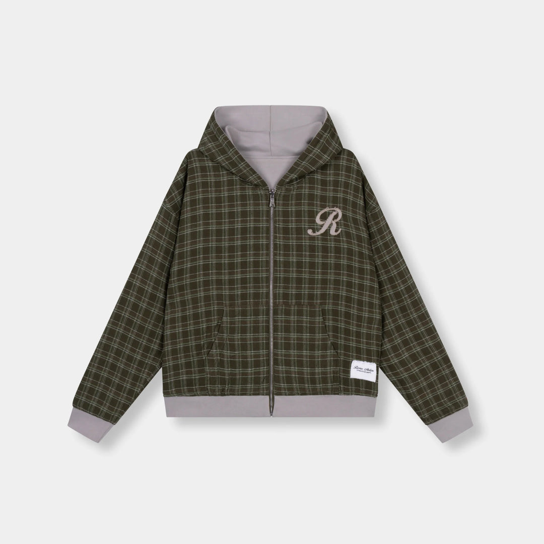 RIVERO - REVERSE PLAID ZIP HOODIE