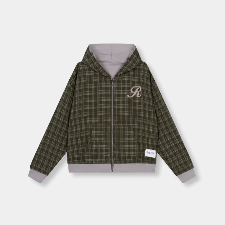 RIVERO - REVERSE PLAID ZIP HOODIE