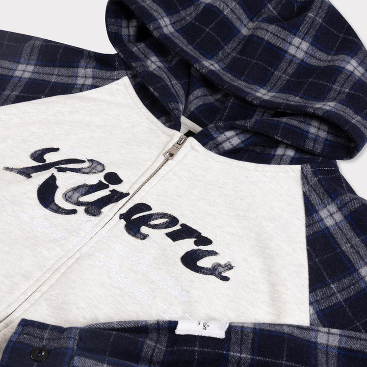 RIVERO - CONTRAST PLAID ZIP HOODIE