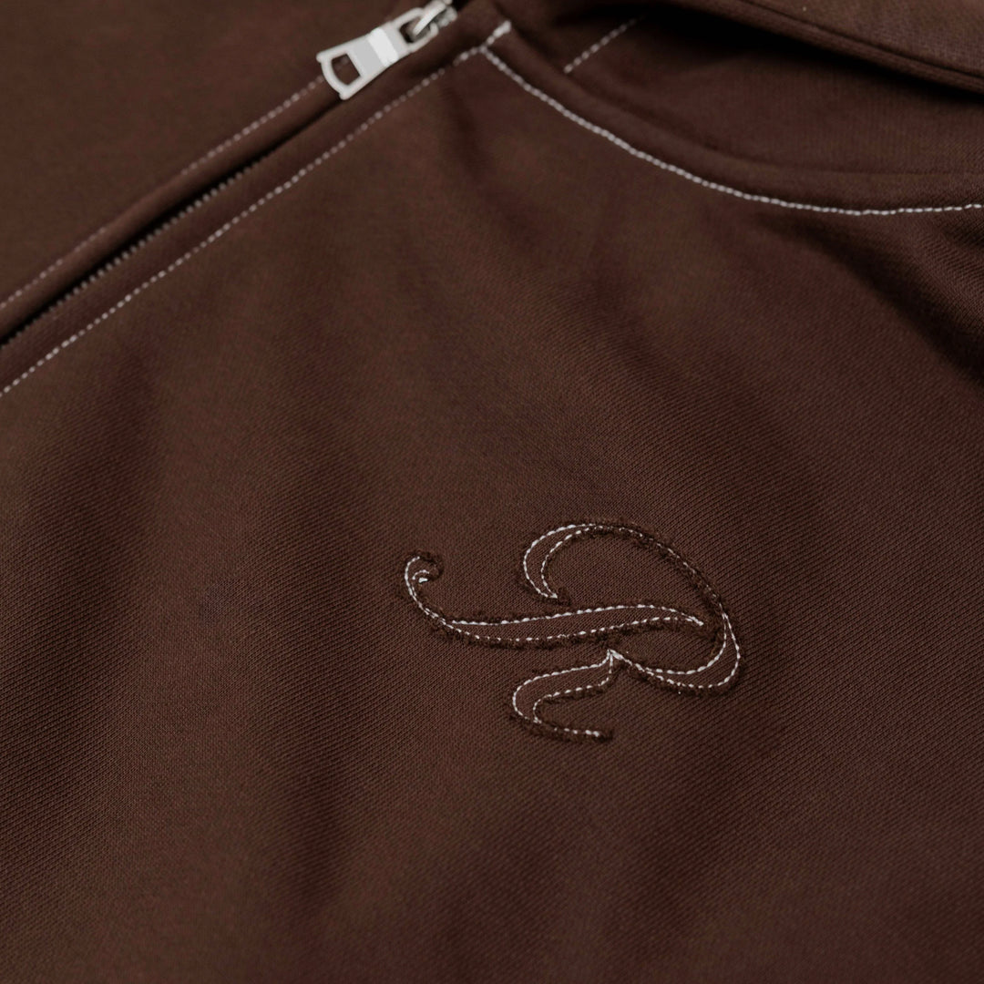 RIVERO - SEAMS ZIP HOODIE - BROWN