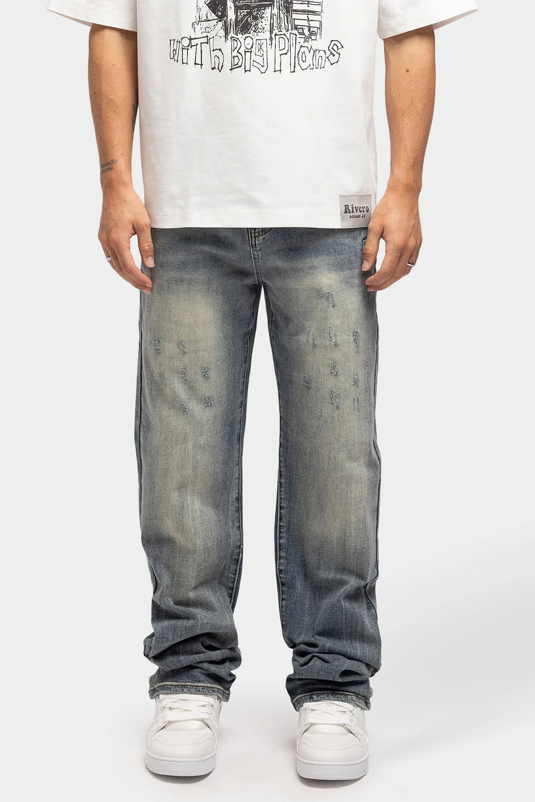 RIVERO - BLEACH WASHED DENIM JEANS
