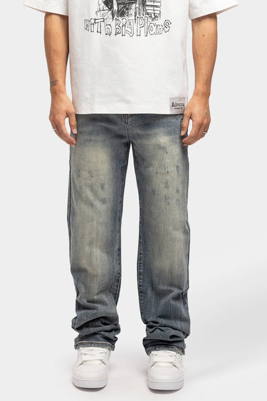 RIVERO - BLEACH WASHED DENIM JEANS