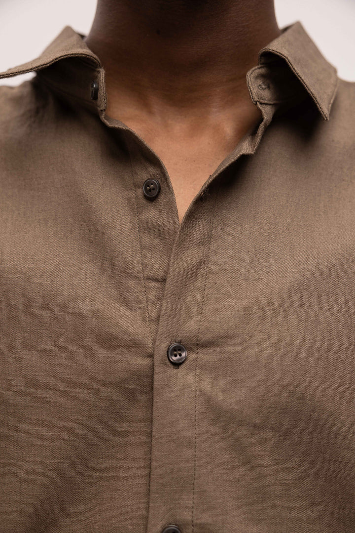 RIVERO - LINEN SHIRT BROWN
