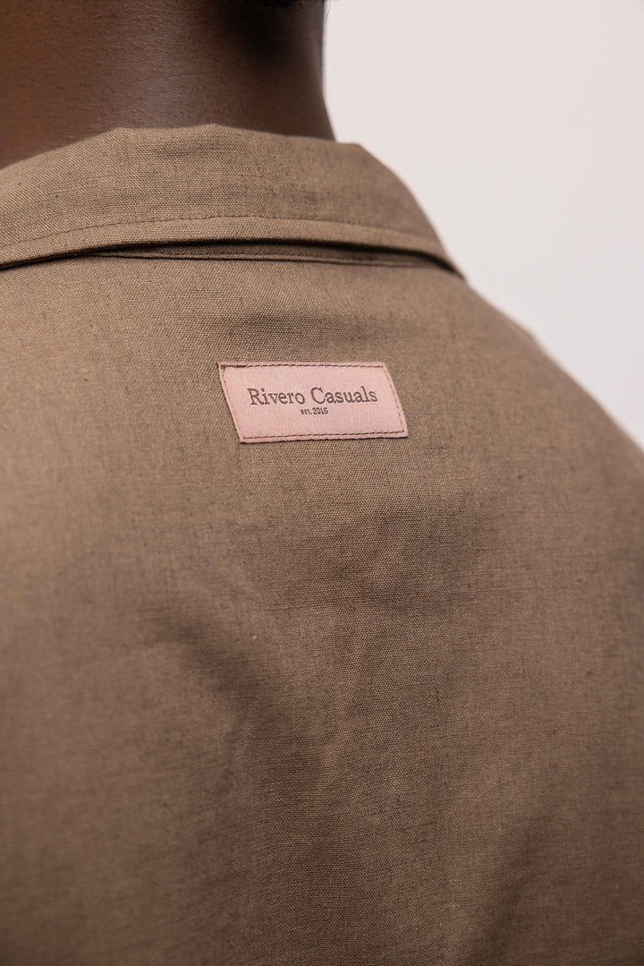 RIVERO - LINEN SHIRT SHORT SLEEVE BROWN
