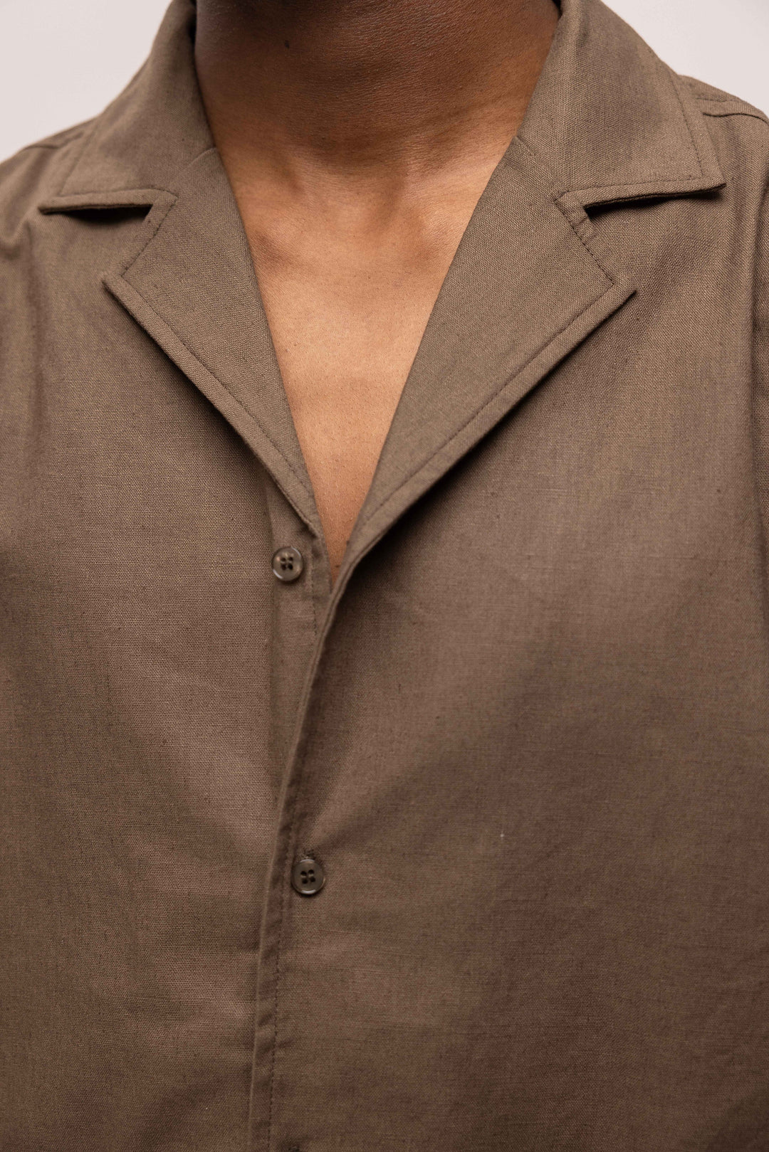 RIVERO - LINEN SHIRT SHORT SLEEVE BROWN