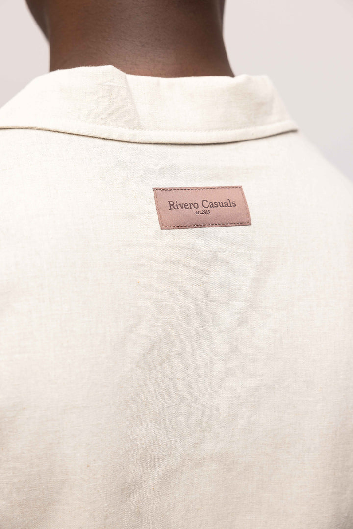 RIVERO - LINEN SHIRT SHORT SLEEVE SAND