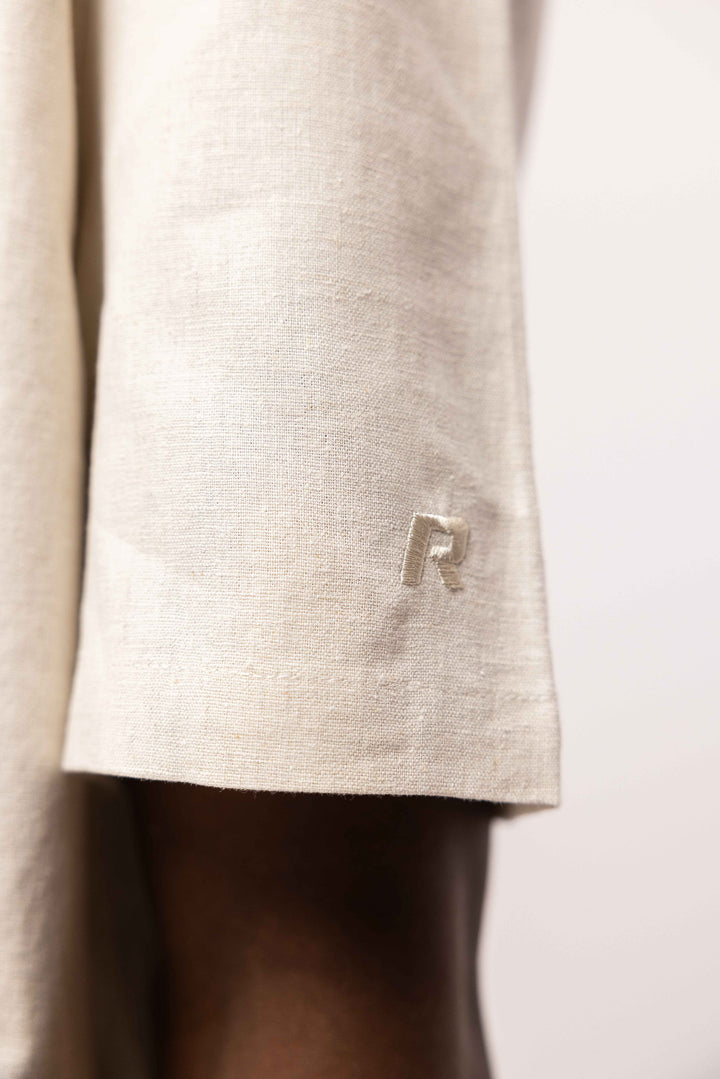 RIVERO - LINEN SHIRT SHORT SLEEVE SAND