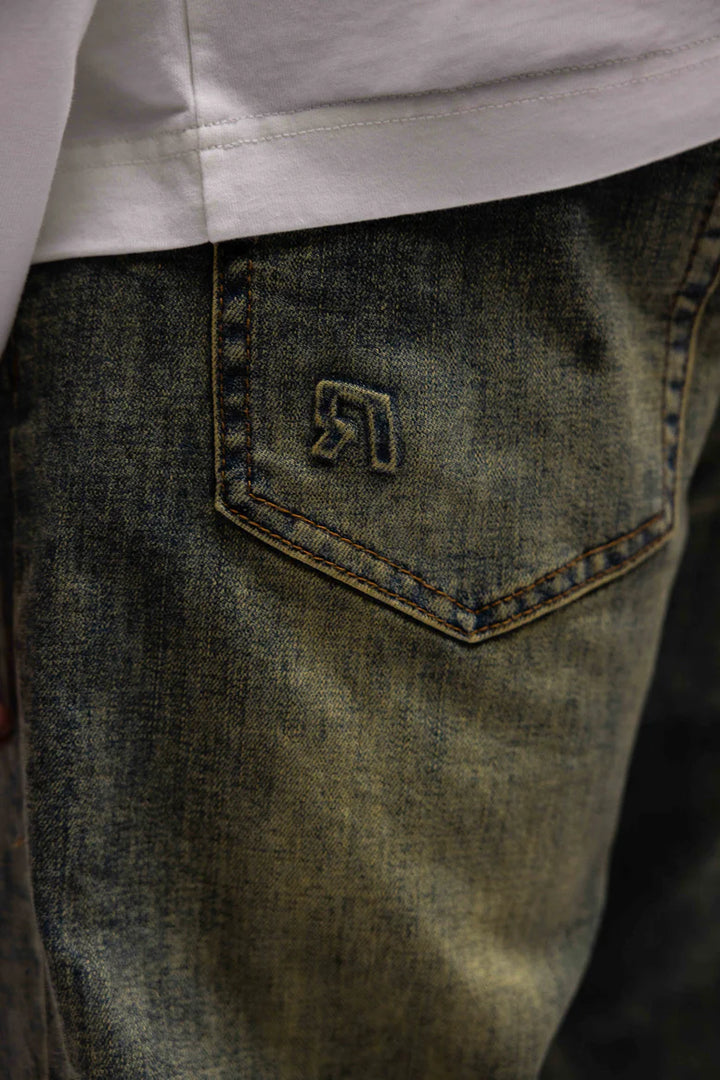 RIVERO - REGULAR VERIDIAN EMBOSSED DENIM JEANS