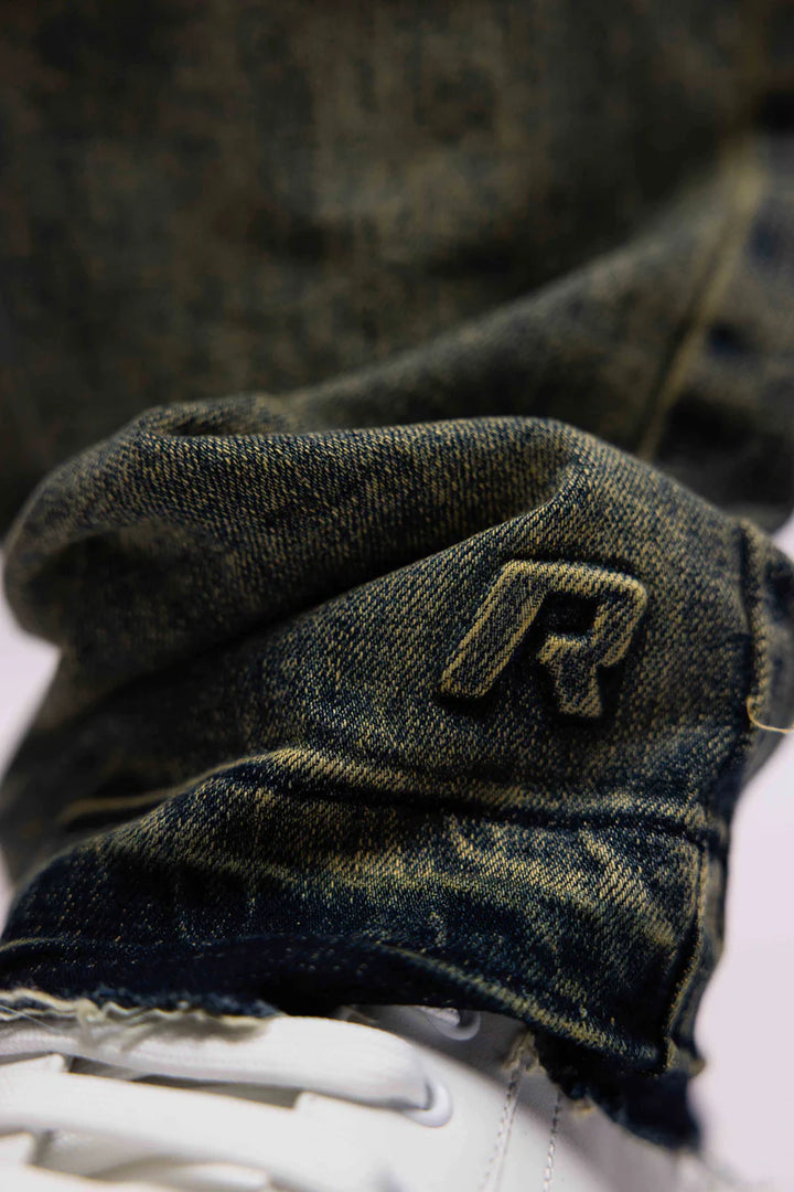RIVERO - REGULAR VERIDIAN EMBOSSED DENIM JEANS