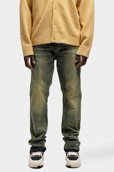 RIVERO - REGULAR VERIDIAN EMBOSSED DENIM JEANS
