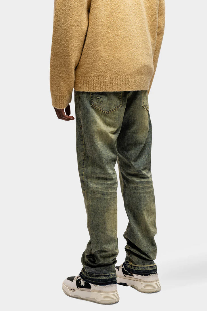RIVERO - REGULAR VERIDIAN EMBOSSED DENIM JEANS