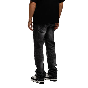 RIVERO- SLIM BUTTONED ZIP DENIM WASHED BLACK