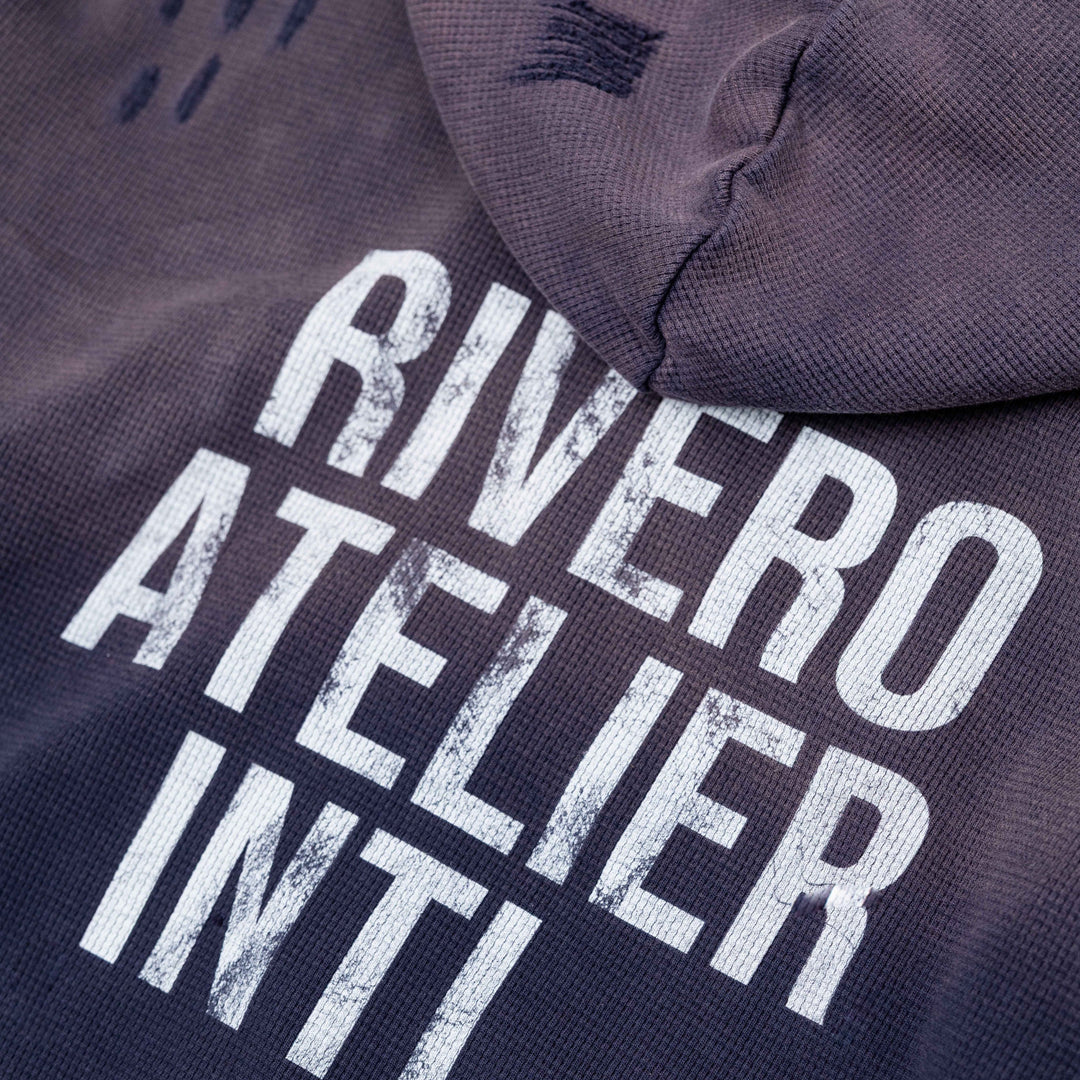 RIVERO - INTL. WASHED WAFFLE ZIP HOODIE NAVY
