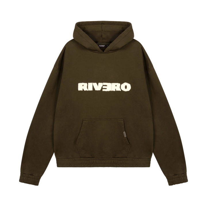 RIVERO - FRAYED ECHO HOODIE - BROWN