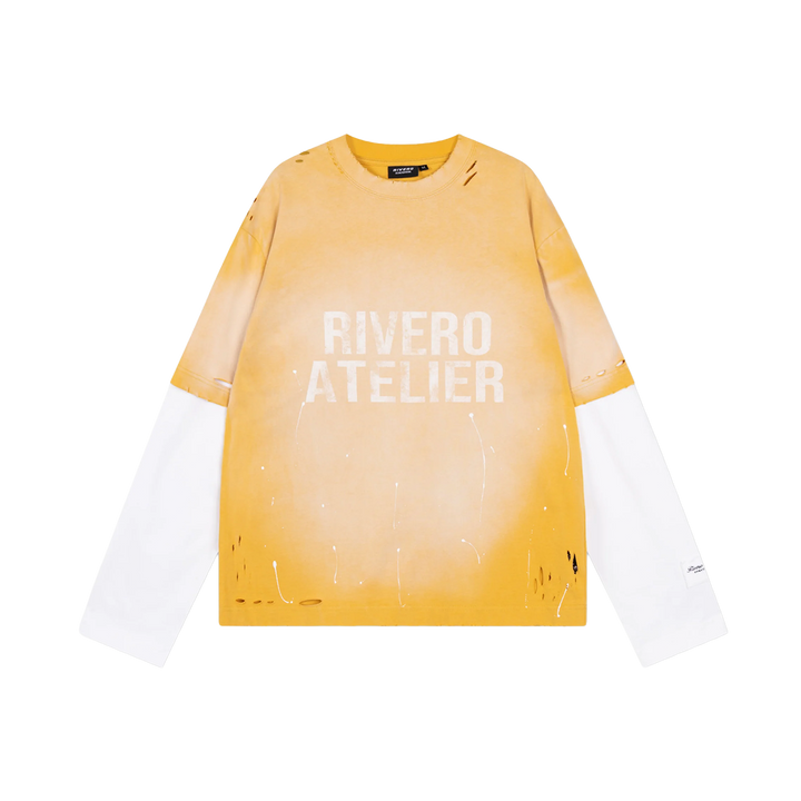 RIVERO - FADE ARTIFACT SUN BLEACH DOUBLE LAYERED TEE