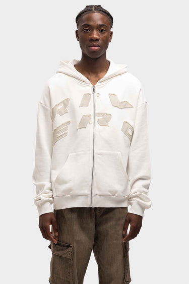 RIVERO - SCRIPT OVERSIZED ZIP HOODIE WHITE