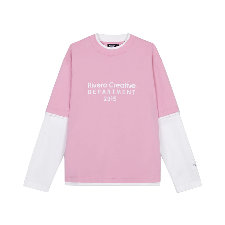 RIVERO - CREATIVE DEPT DOUBLE LAYERED TEE - WHITE/PINK