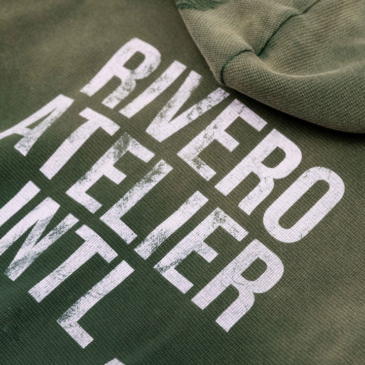 RIVERO - INTL. WASHED WAFFLE ZIP HOODIE GREEN
