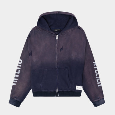 RIVERO - INTL. WASHED WAFFLE ZIP HOODIE NAVY