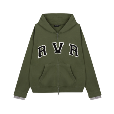 RIVERO - ACADEMY DENIM CUT OFF HOODIE - GREEN