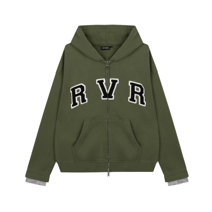 RIVERO - ACADEMY DENIM CUT OFF HOODIE - GREEN