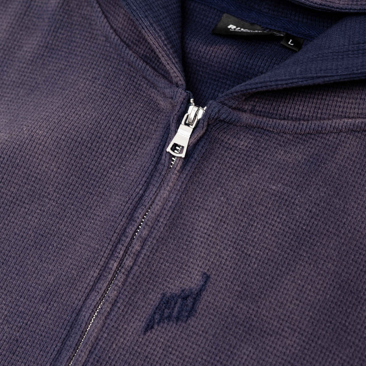RIVERO - INTL. WASHED WAFFLE ZIP HOODIE NAVY