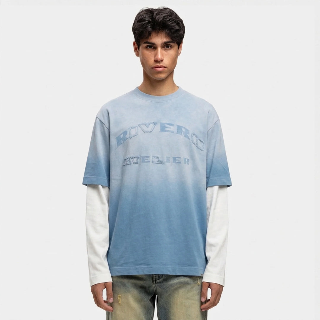RIVERO - SKY WASHED STATEMENT DOUBLE LAYERED TEE