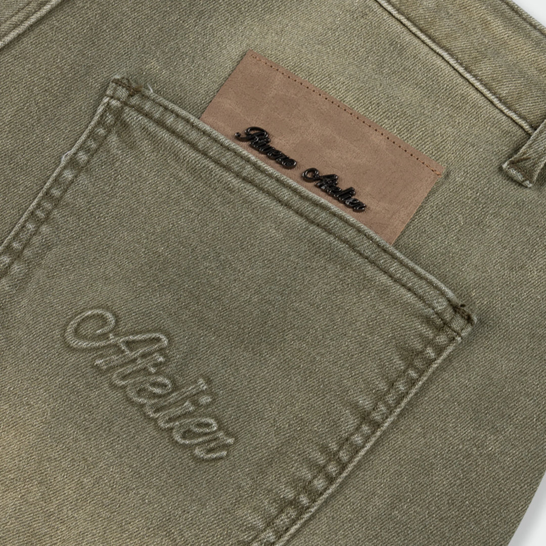 RIVERO - OLIVE FADE DENIM JORTS