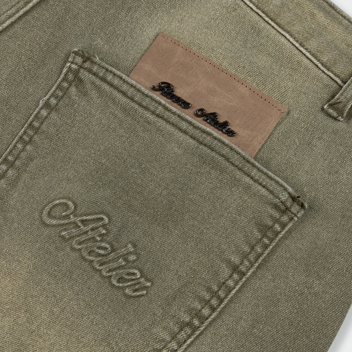 RIVERO - OLIVE FADE DENIM JORTS