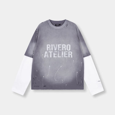 RIVERO - FADE ARTIFACT ASH DOUBLE LAYERED TEE