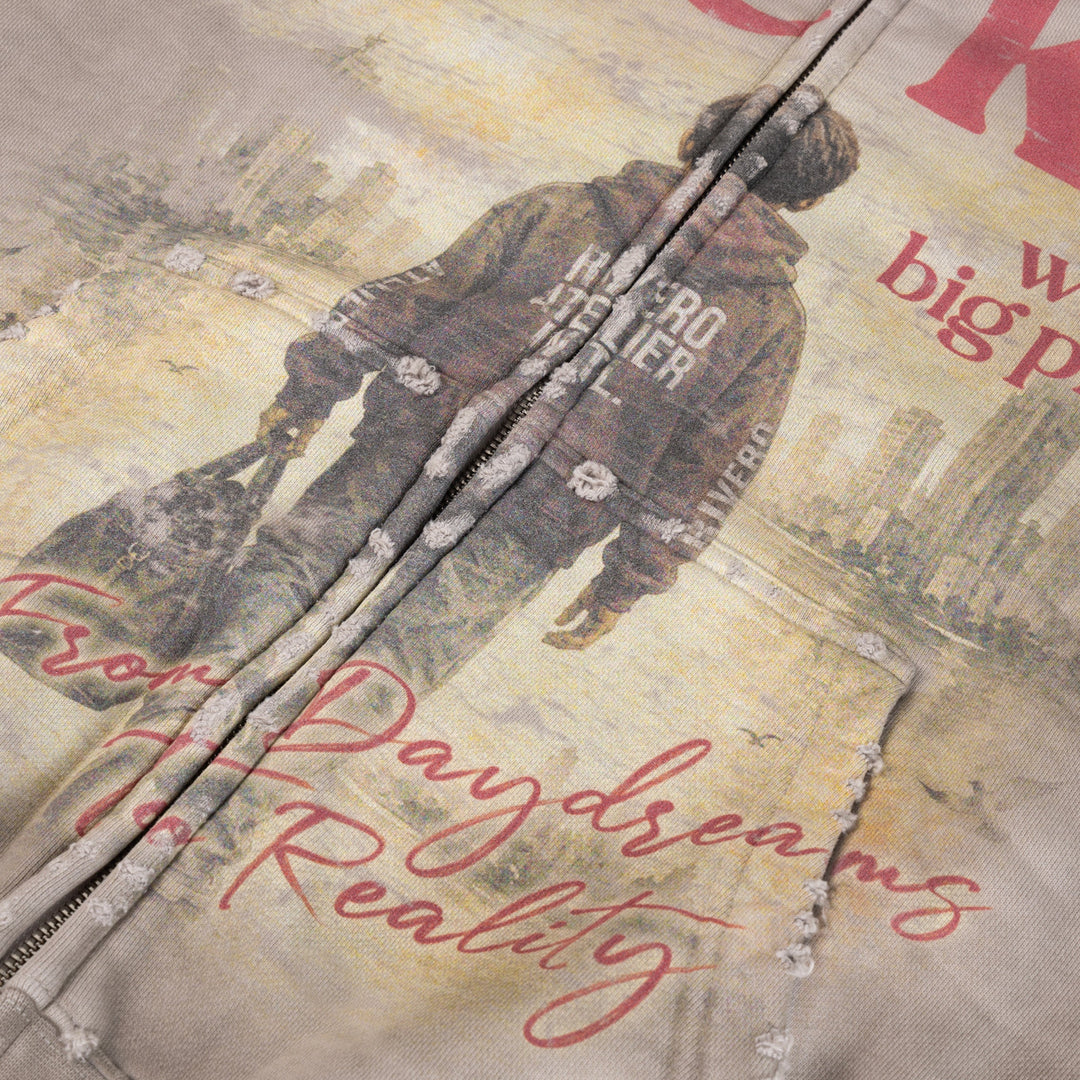 RIVERO - BIG PLANS DIRTY WASHED ZIP HOODIE