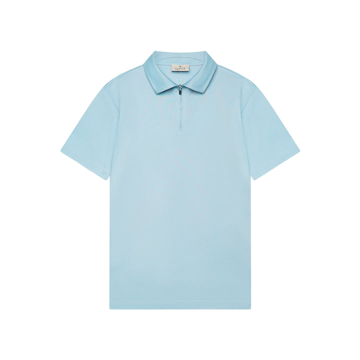VALENZA - SUPIMA POLO ZIP COLLAR S/S - BLUE DIAMOND