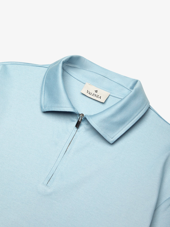 VALENZA - SUPIMA POLO ZIP COLLAR S/S - BLUE DIAMOND