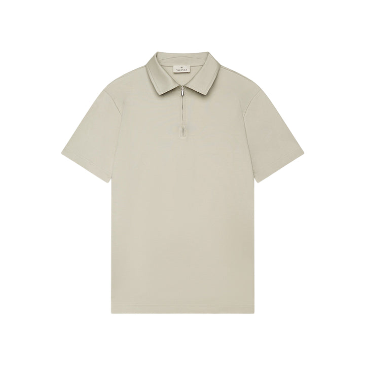 VALENZA - SUPIMA POLO ZIP COLLAR S/S - STONE