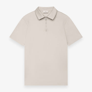 VALENZA - SUPIMA POLO ZIP COLLAR S/S - PEARL GREY