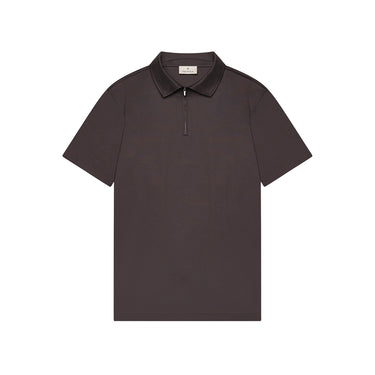 VALENZA - SUPIMA POLO ZIP COLLAR S/S - ASPHALT