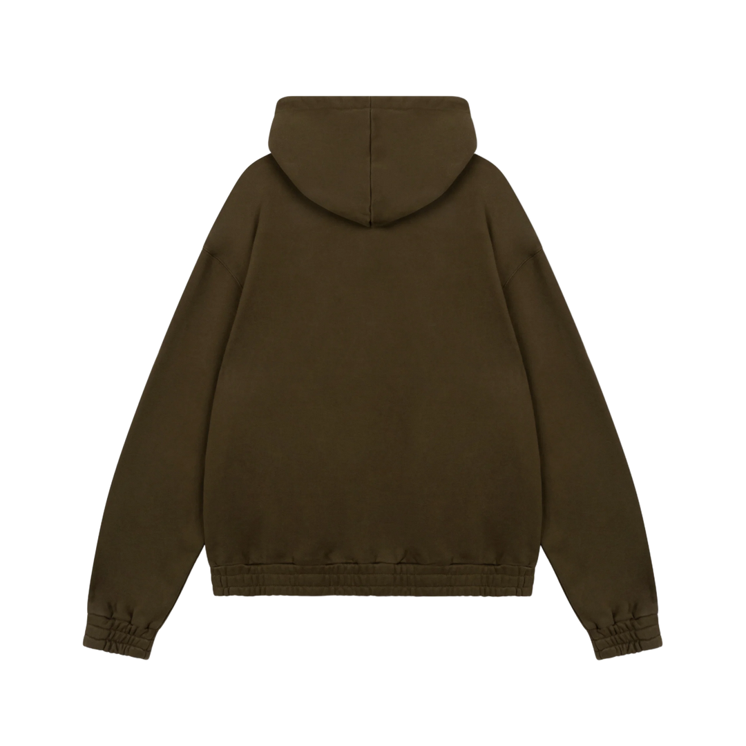 RIVERO - FRAYED ECHO HOODIE - BROWN