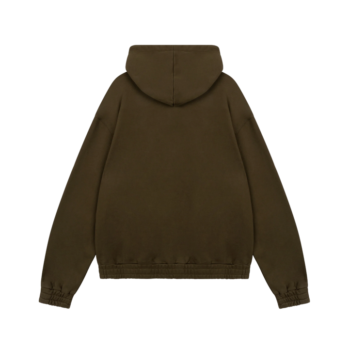 RIVERO - FRAYED ECHO HOODIE - BROWN