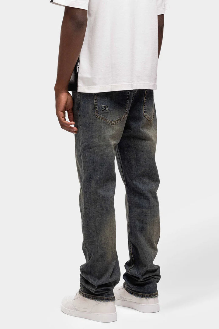 RIVERO - REGULAR PLAIN EMBOSSED WASHED DENIM JEANS