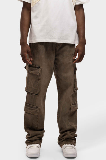 RIVERO - BAGGY VINTAGE WASHED CARGO DENIM JEANS