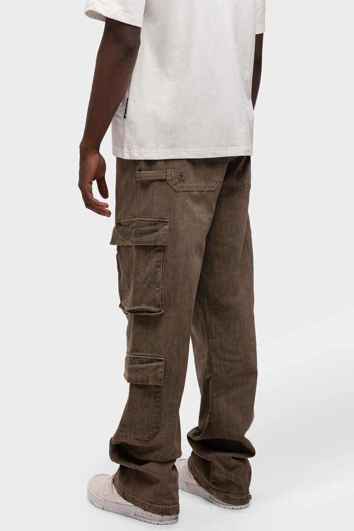 RIVERO - BAGGY VINTAGE WASHED CARGO DENIM JEANS