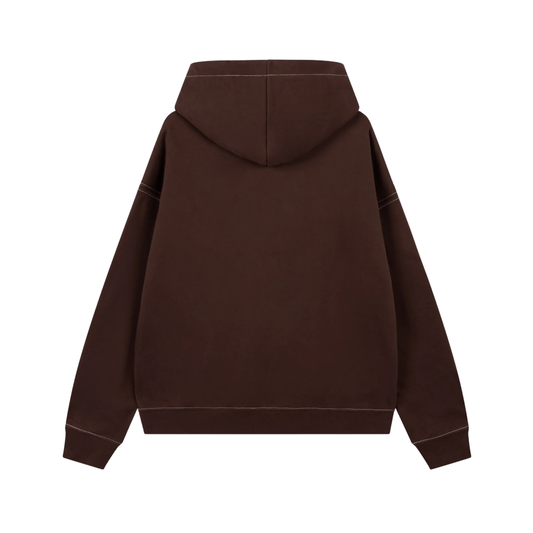 RIVERO - SEAMS ZIP HOODIE - BROWN