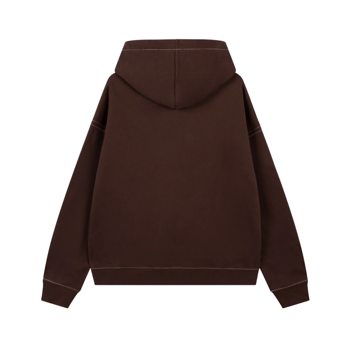 RIVERO - SEAMS ZIP HOODIE - BROWN