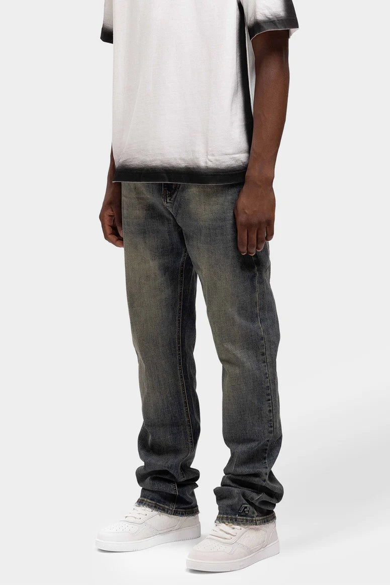 RIVERO - REGULAR PLAIN EMBOSSED WASHED DENIM JEANS