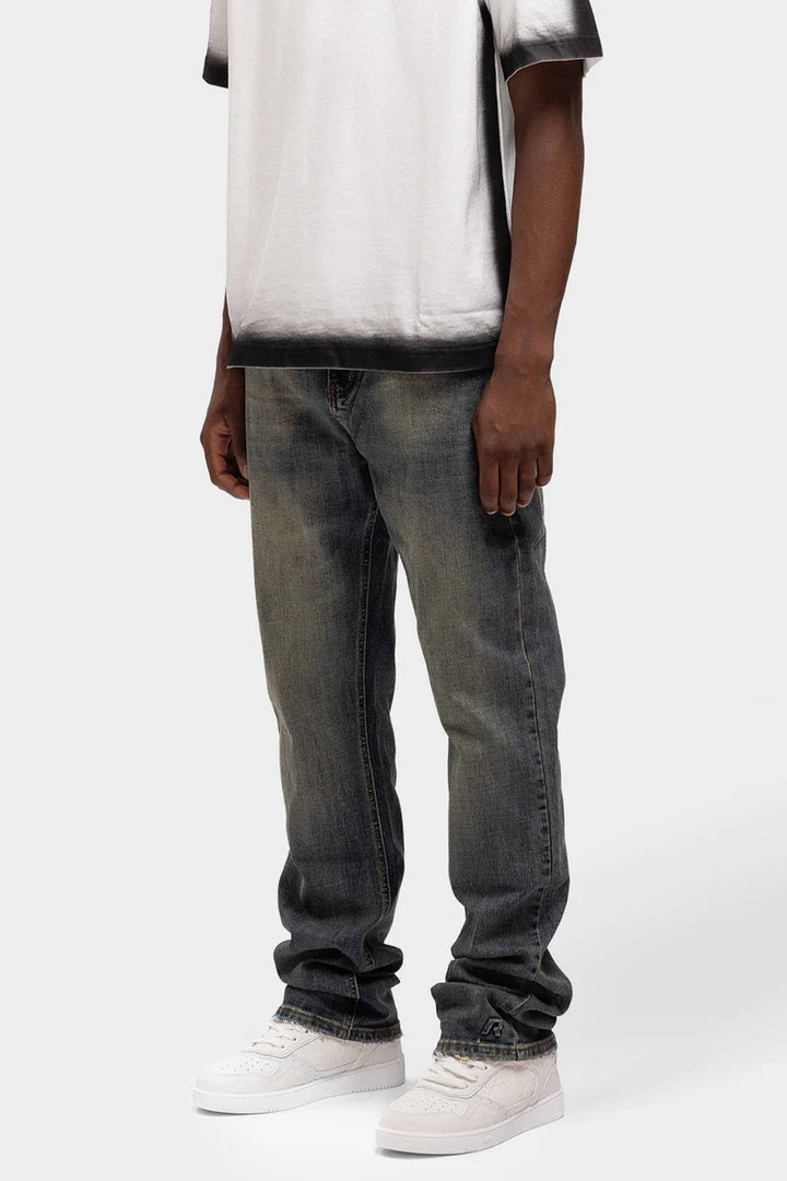 RIVERO - REGULAR PLAIN EMBOSSED WASHED DENIM JEANS